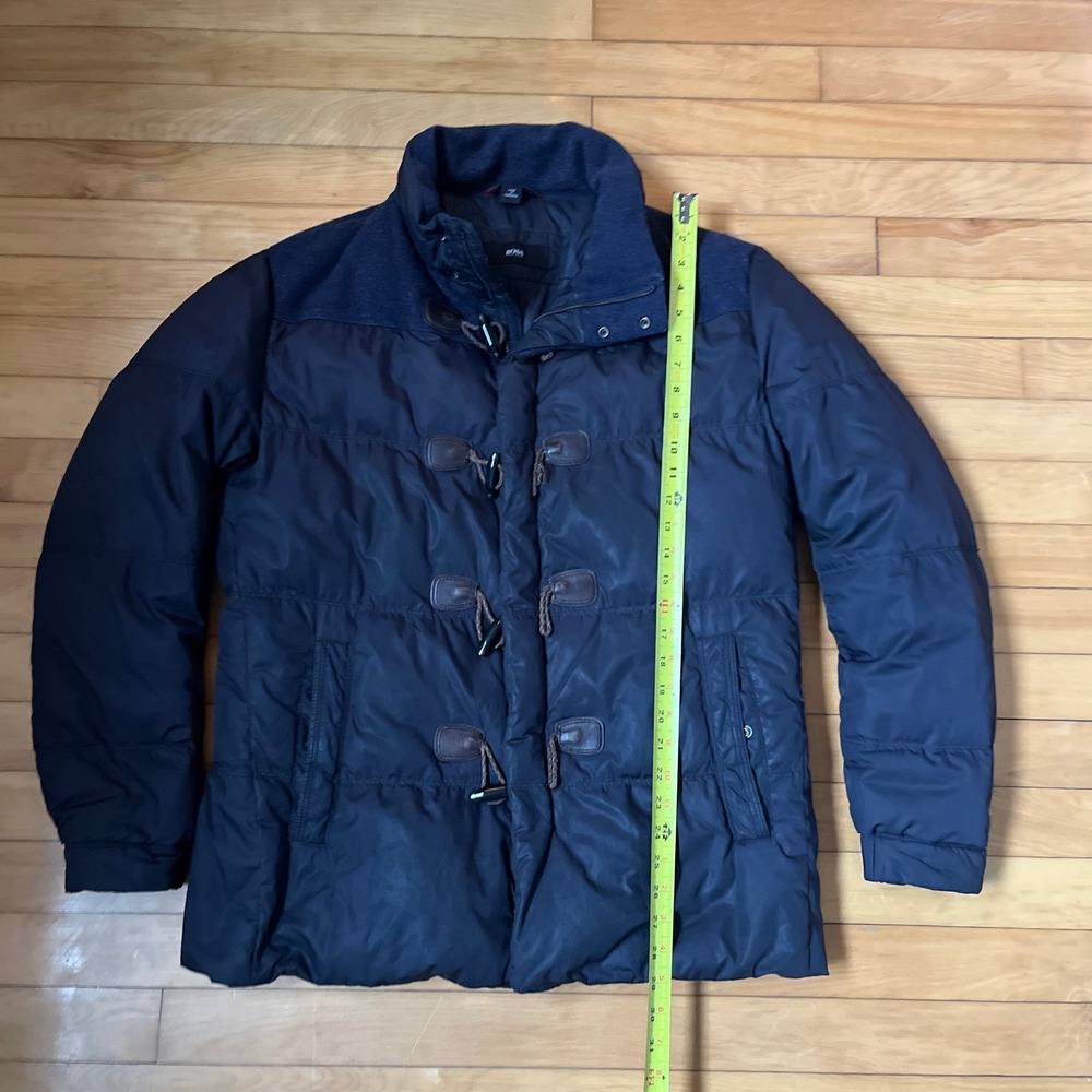 BOSS Hugo Boss Mens Navy Blue Mixed Media Toggle Puffer Jacket Coat Size M - Picture 6 of 9